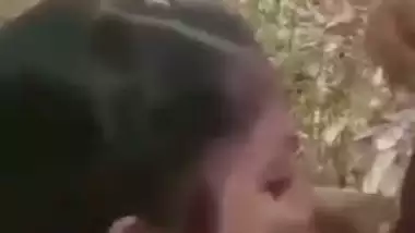 Lovely Desi XXX girl gives a hot blowjob outdoors till her boyfriend cum MMS